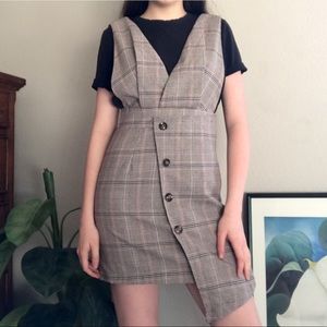 Houndstooth asymmetrical hem overdress